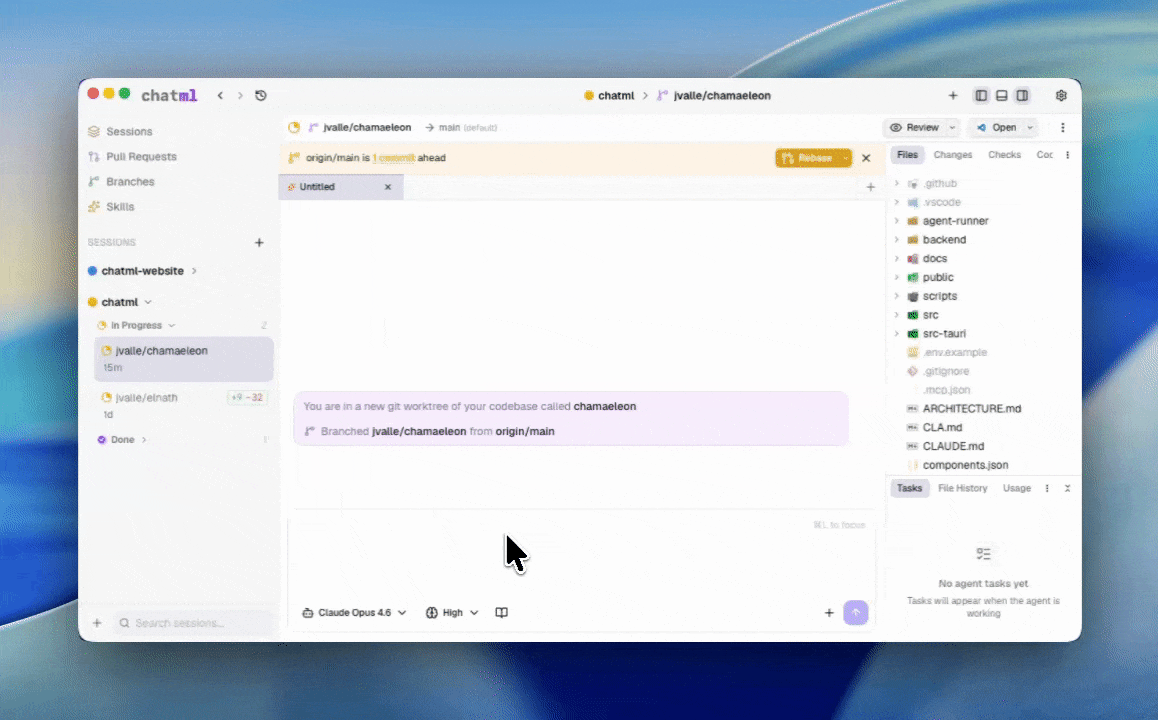 ChatML command menu and keyboard shortcuts